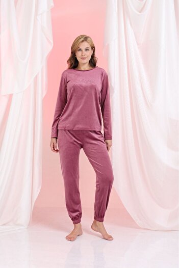 MEBA Women's Velvet Cuffed Leg Winter Pajama Set