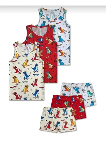 elmas kids 100% Cotton Men's 3-Piece Undershirt and 3-Piece Boxer Set