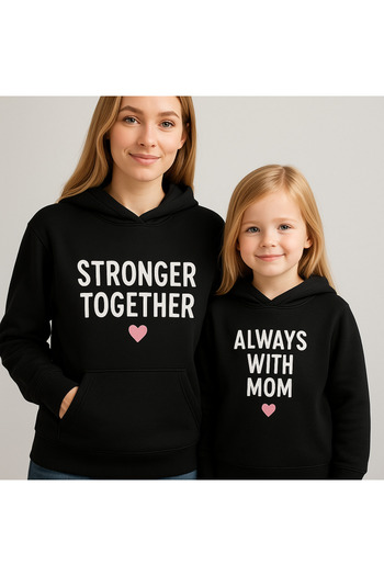 SVART WEAR Mother Daughter Matching Mama Mini Twin Cotton Hoodie (Children's Without Pockets) Hooded Sweatshirt Single Price
