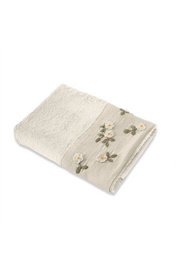 Altınbaşak Nova Bamboo Embroidered Hand Towel 50 X 90 Ecru