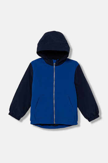 United Colors of Benetton Baby Boy Blue Lined Hooded Raincoat