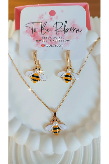 To Be Reborn Çelik Kız Çocukları İçin Kolye Küpe Seti Doğum Günü Hediyesi