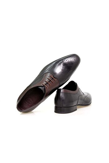 FRANCO CALVANI Black Color Lace-Up Genuine Leather Men's Shoes