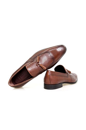 FRANCO CALVANI Tan Color Laceless Genuine Leather Men's Shoes