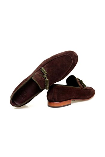 FRANCO CALVANI Brown Laceless Genuine Leather Suede Men's Shoes
