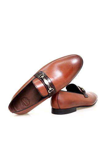 FRANCO CALVANI Brown Laceless Genuine Leather Men's Shoes