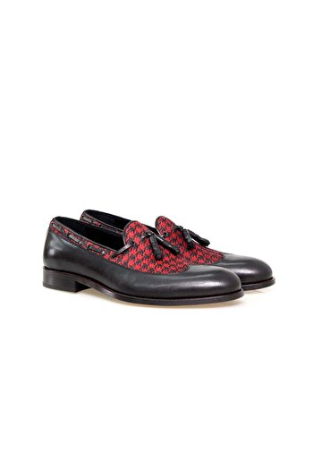 FRANCO CALVANI Black Color Laceless Genuine Leather Men's Shoes