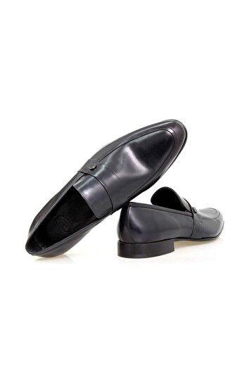 FRANCO CALVANI Black Color Laceless Khaki Leather Men's Shoes