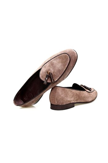 FRANCO CALVANI Mink Color Laceless Genuine Leather Suede Men's Shoes