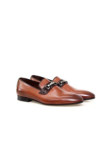 FRANCO CALVANI Brown Laceless Genuine Leather Men's Shoes