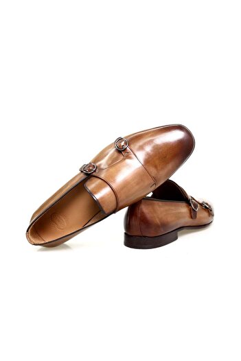 FRANCO CALVANI Tan Color Laceless Genuine Leather Men's Shoes