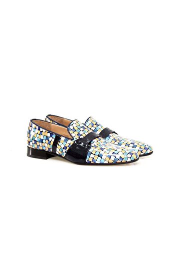 FRANCO CALVANI Mixed Color Laceless Genuine Leather Men's Shoes