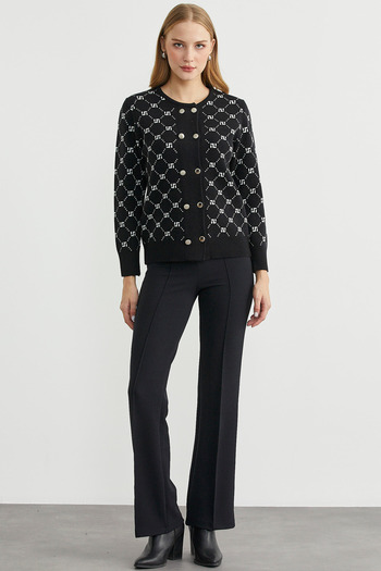Sementa Logo Button Detailed Knitwear Cardigan - Black