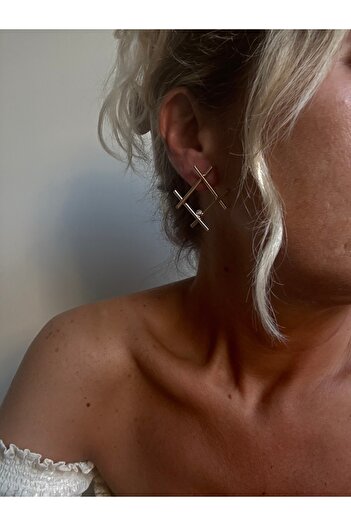 Rossetto Atelier Gold Stone X Earrings