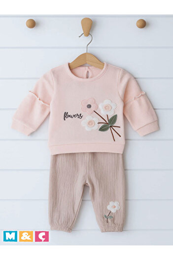 MÇ FAMİLY STORe Top and Bottom Set Muslin Flowered Ruffled Special Design Baby Girl 2-Piece Set Baby Girl Outfit