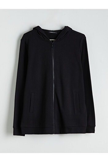 LC Waikiki Black Hooded Women's Thick Zippered Sweatshirt