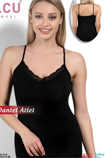 Kolcu 6 Pieces, Women's Lace V-Neck Tank Top, String Straps, 92% Cotton & 8% Lycra