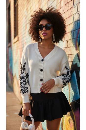 NİLZA Buttoned Women's Cardigan with Sleeve Detail