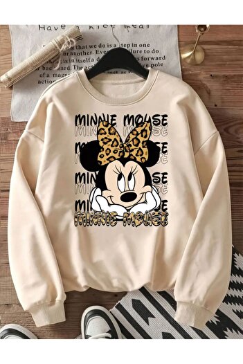 herkesemoda Printed Crew Neck Fleece Sweatshirt