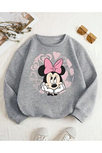 herkesemoda Printed Crew Neck Fleece Sweatshirt