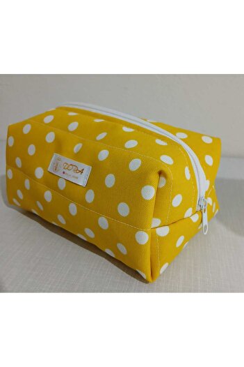 dora ev tekstıl Makeup Bag Sari Polka Dot《Duck Fabric》