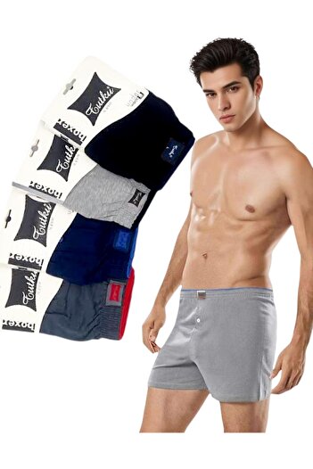 Tutku Men's Mixed Color 6 Pieces Combed Cotton Boxer Towel Waistband