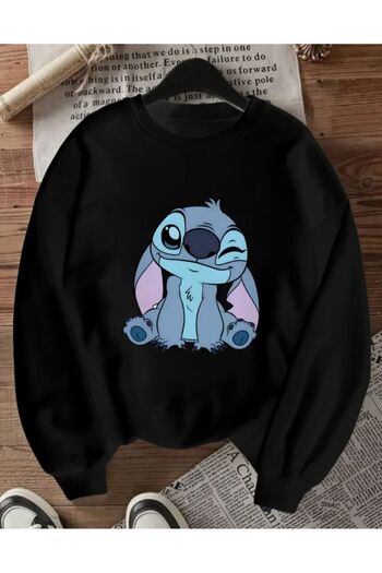 herkesemoda Printed Crew Neck Fleece Sweatshirt