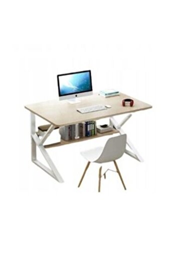 KESNUP Desk with storage shelf, robust metal structure, dimensions 80 x 40, White
