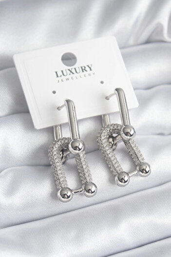 Bernami Special Brass Color Zircon Stone Model Vip Series Women's Earrings Offer!! !