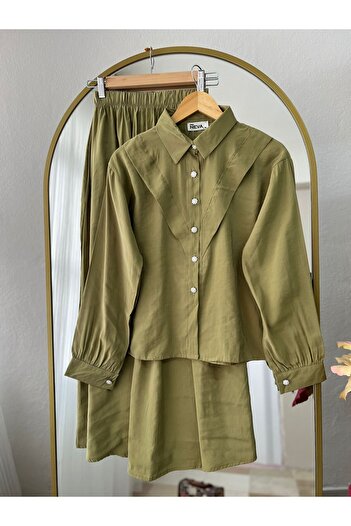 PALME D'OR Women's Cupra V Patlı Elmes Buttoned Skirt Suit