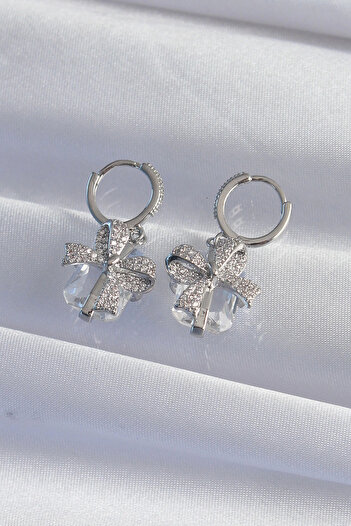 Bernami Special Brass Color Chunky Zircon Stone Bow Model Hoop Earrings Deal!! !