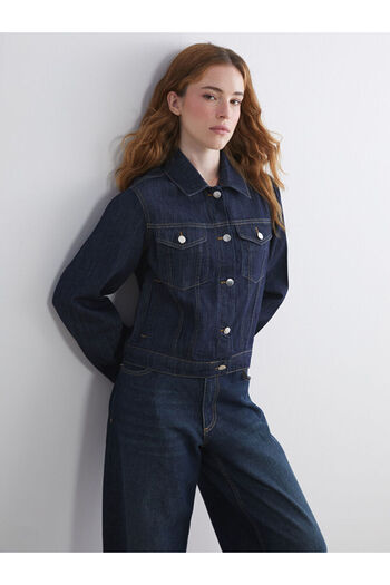 LC Waikiki Sparkling Selections from Shining Store |   Shirt Collar Women's Jean Jacket