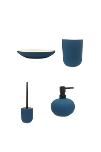 FRANDIS Set dozator sapun lichid, pahar, savoniera, suport si perie wc, Frandis, ceramica, Albastru, model s