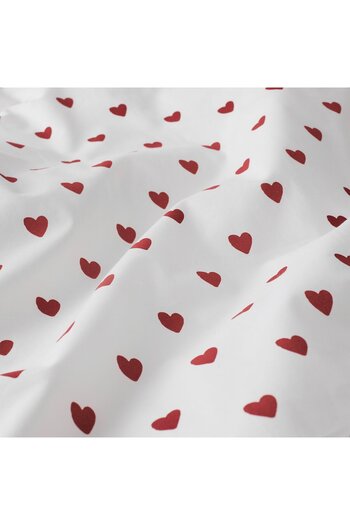 IKEA BARNDRÖM Duvet cover 1 pillowcase for cot, heart pattern/white red