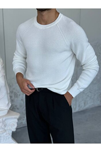 OKSHEN Men's Raglan Sleeve Knitwear Sweater