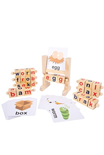 Toybox Wooden Reading Blocks Short Vowel Rods Spelling Games, Puzzle for Kids