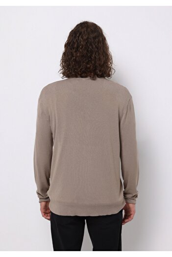 Colin's Regular Fit Round Neck Jacquard Men's Beige Sweater