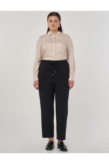 Kayra Lace-Up Relaxed Fit Trousers Black