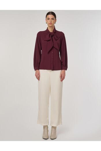 Kayra Shawl Collar Blouse Burgundy