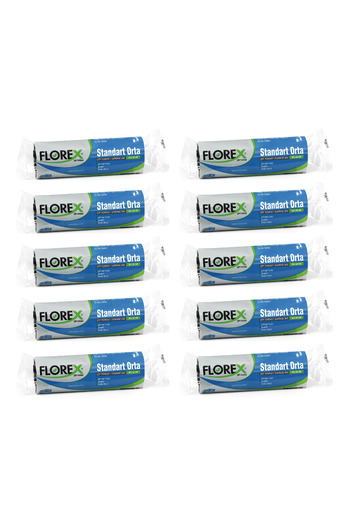Florex Standard Medium Size Garbage Bags 55X60 cm 20-Roll Roll Black 10 Rolls (200 Pieces)