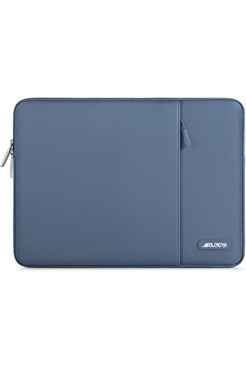 Mosiso Laptop Case 13 inch, Polyester Vertical Computer Sleeve Bag with Pocket, Steel Blue