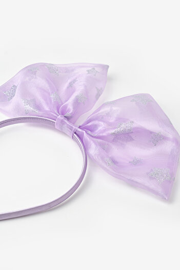 Le Mabelle Lilac Star Patterned Organza Bow Girl's Crown