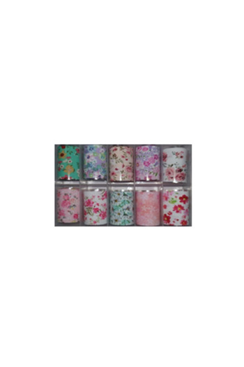 Ami Gel Set Folii Unghii pentru Transfer - Nail Art Abracadabra Foil Tip F1 Pastel Flowers - Ami Gel