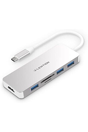 LENTION موزع USB C مع HDMI بدقة 4K، و3 منافذ USB 3.0، وقارئ بطاقات SD/Micro SD متوافق مع MacBook Pro 2023-2016،