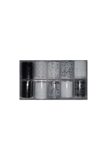Ami Gel Set Nail Art Transfer Foils - Abracadabra Foil Tip G4 Black & White Flowers - Ami Gel