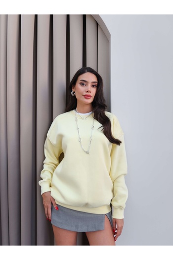 ESRAHELVACI Yellow Oversize Hooded Sweatshirt