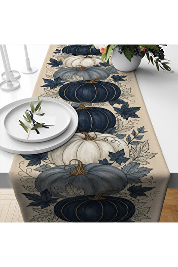 Else Dekor Retro Pumpkin Autumn Patterned Digital Printing Washable Decorative Runner 40X140Cm