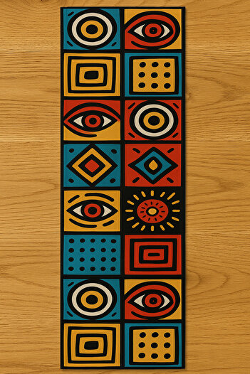 Else Dekor African Carols Patterned Digital Printing Washable Decorative Runner 40X140Cm