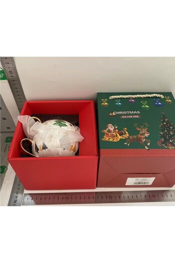 Flippy Set de Ceai Flippy, Tema Craciun, Ceainic 420 ml, Cana 310 ml, Farfurie, din Portelan, Model Joy, Al