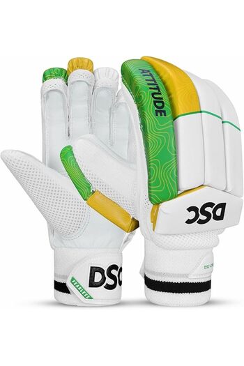 DSC Attitude Cricket Batting Gloves, Size - Boys, Left Hand, Color - Green/Yellow